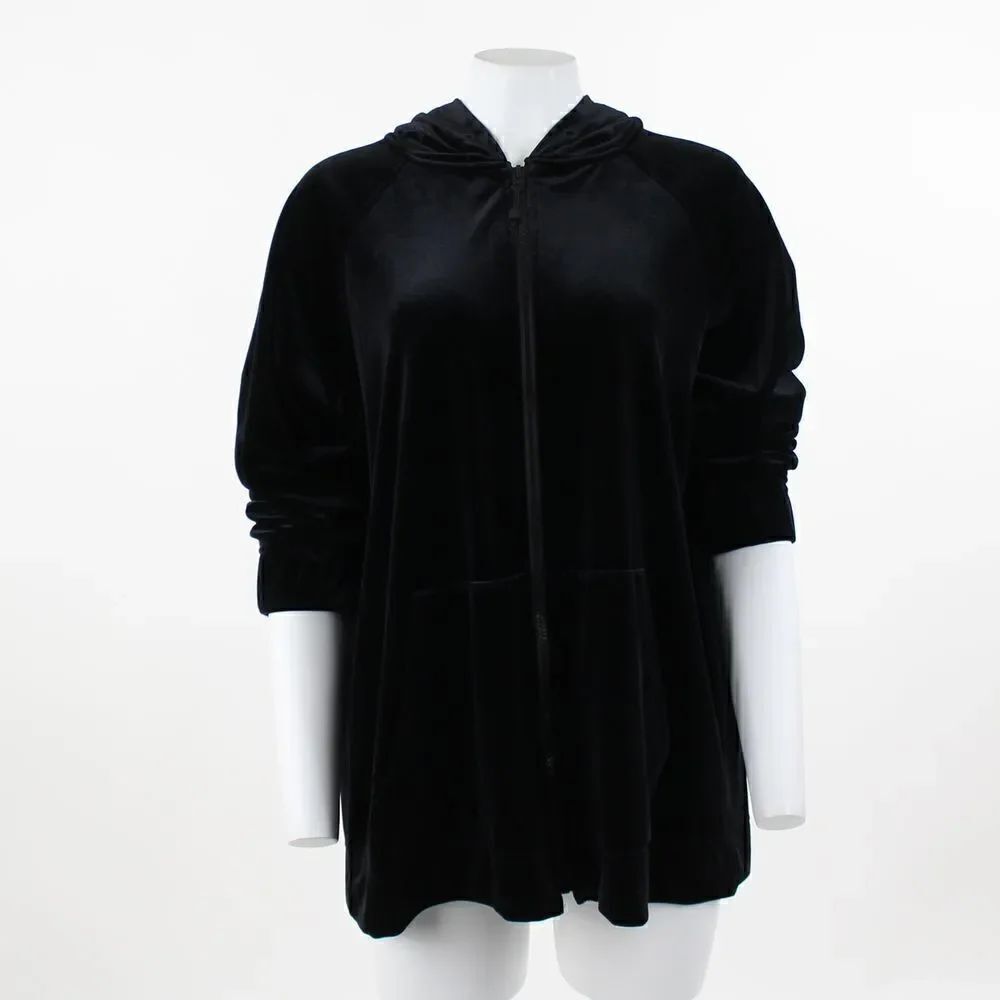 Jones New York Plus Size Velour Zippered Hood Jones Black 2X